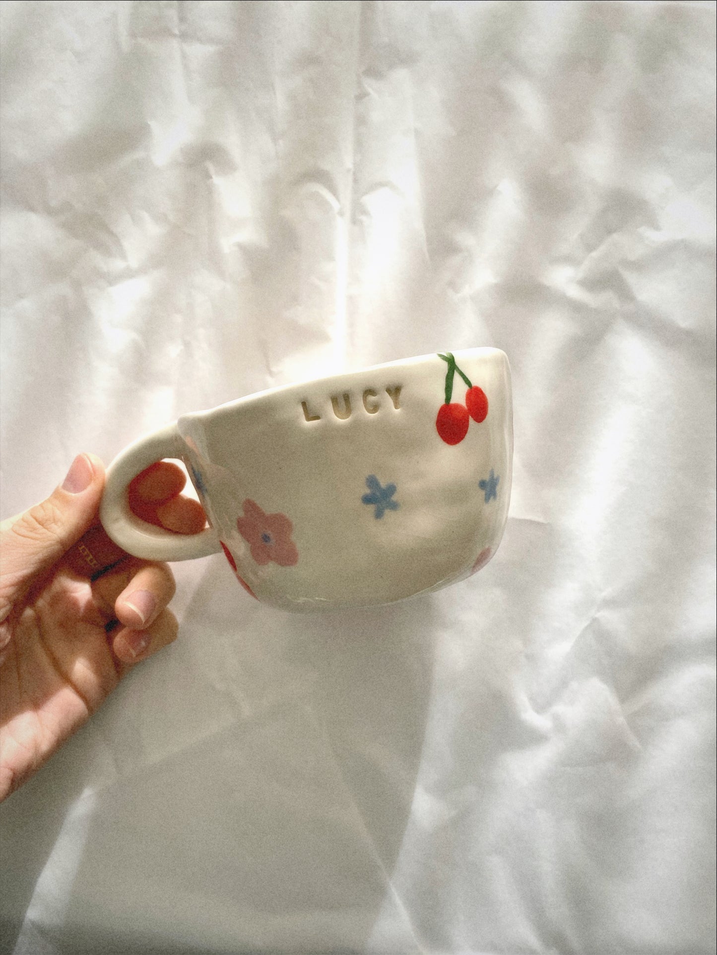 Custom Handmade Floral Cherry Mug