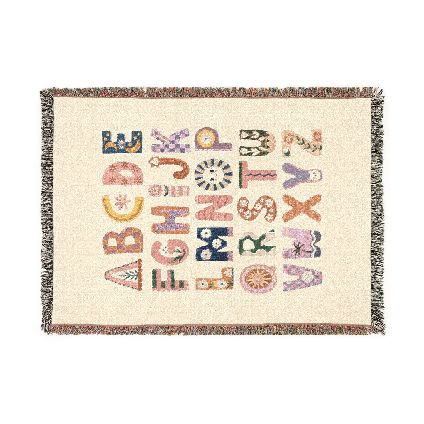 Alphabet Baby Blanket Throw Gender Neutral Nursery Decor