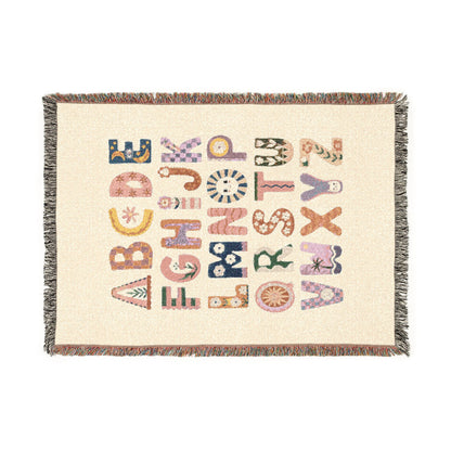 Alphabet Baby Blanket Throw Gender Neutral Nursery Decor