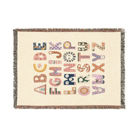 Alphabet Baby Blanket Throw Gender Neutral Nursery Decor