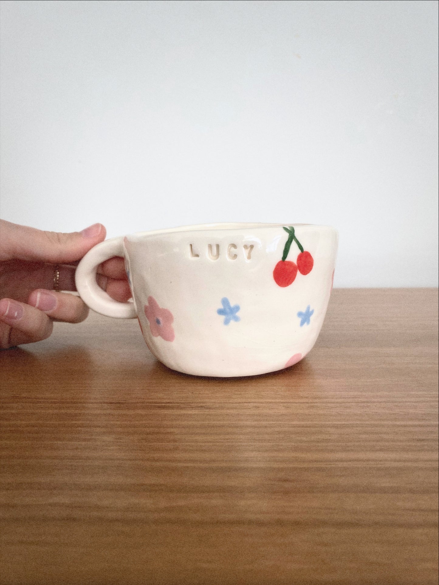 Custom Handmade Floral Cherry Mug